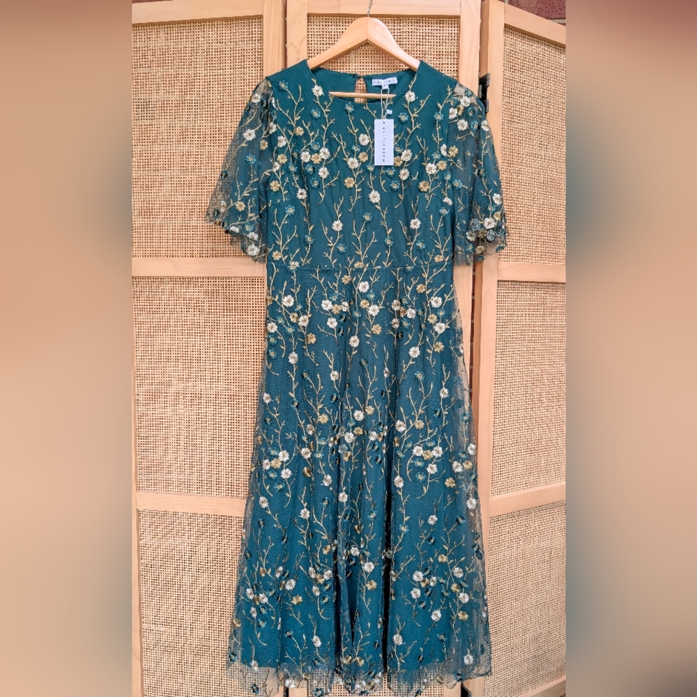 NWT Baltic Born Arabella Embroidered Tulle Maxi Dress